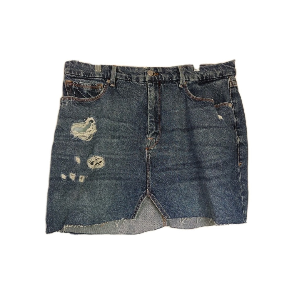 NWOT Good American Denim Mini‎ Skirt Distressed Womens 14 /32
